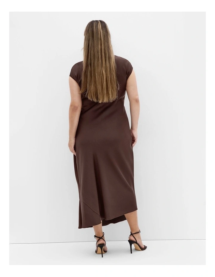 Plus Size Beatrix Knot Satin Dress in Truffle image 2