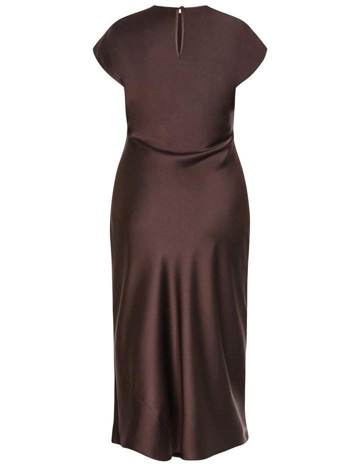 Plus Size Beatrix Knot Satin Dress in Truffle image 4