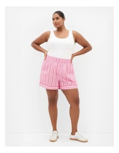 Plus Size Stassi Stripe Cotton Short in Pink