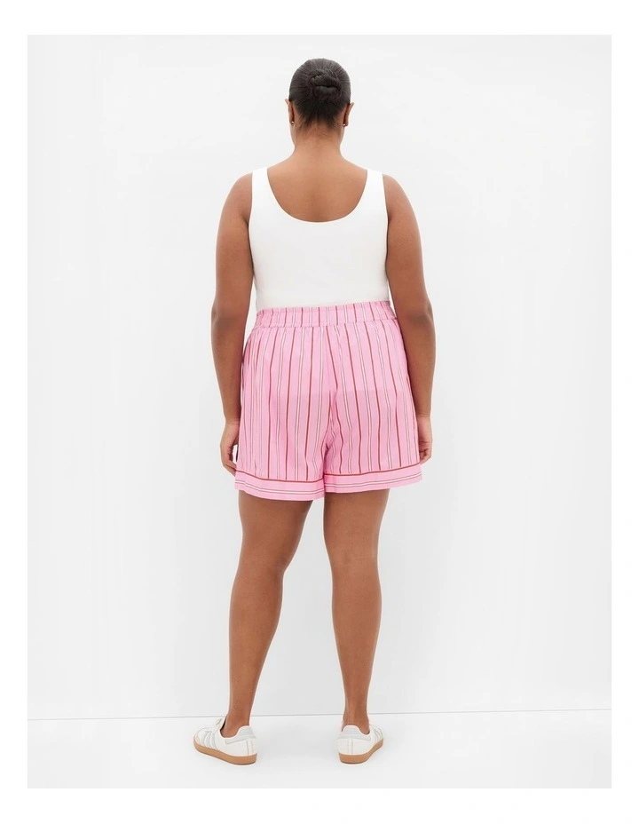 Plus Size Stassi Stripe Cotton Short in Pink image 2