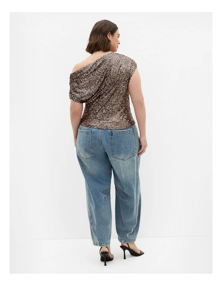 Plus Size Adorn Sequin Top in Gold image 2