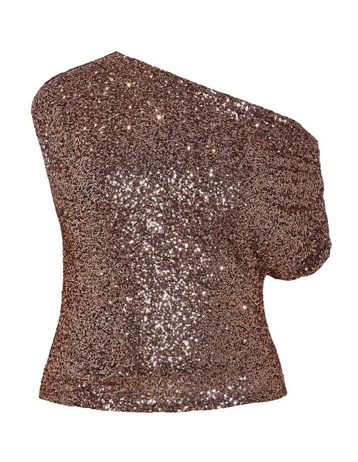 Plus Size Adorn Sequin Top in Gold image 3