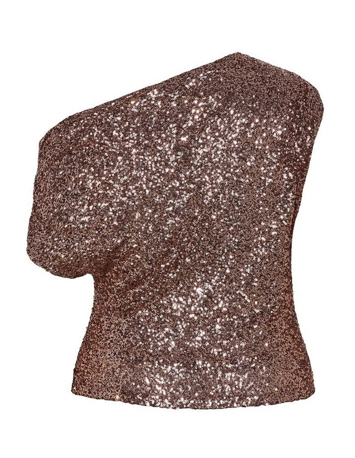 Plus Size Adorn Sequin Top in Gold image 4