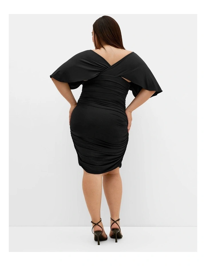 Plus Size Tilly Ruched Mini Dress in Black image 2