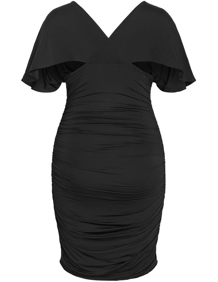 Plus Size Tilly Ruched Mini Dress in Black image 4