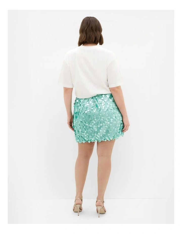 Plus Size Adorn Sequin Mini Skirt in Seafoam image 2