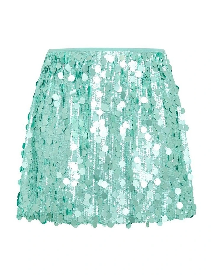 Plus Size Adorn Sequin Mini Skirt in Seafoam image 3