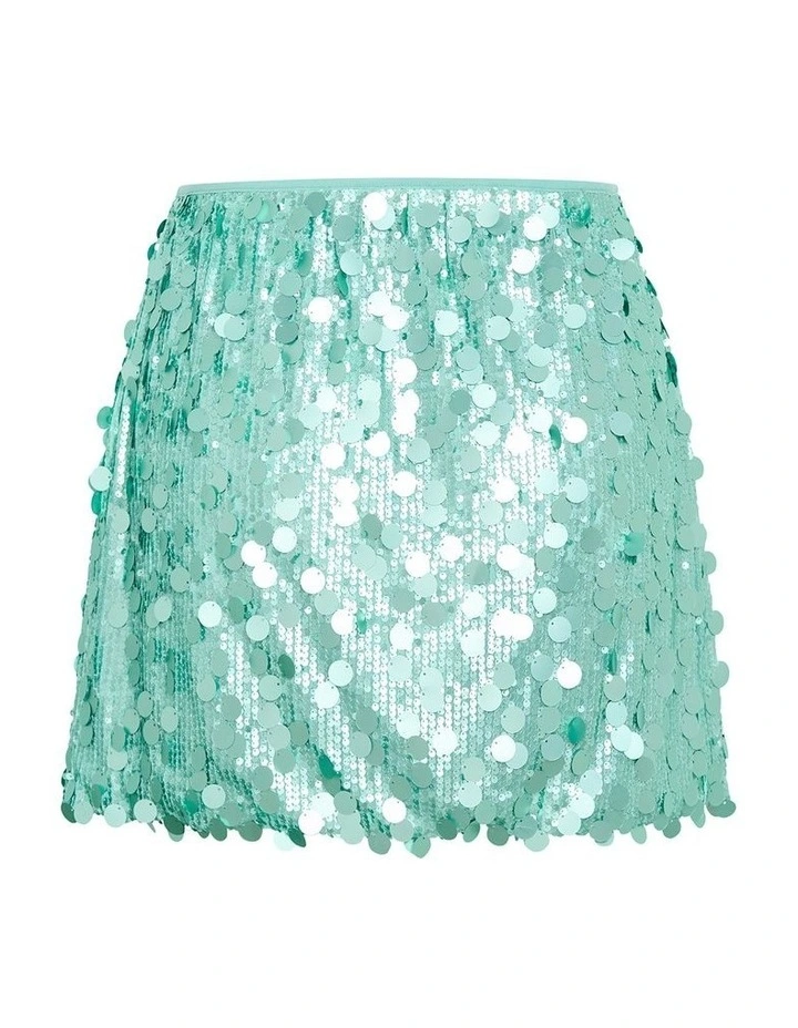 Plus Size Adorn Sequin Mini Skirt in Seafoam image 4