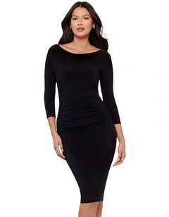 Rory 3/4 Sleeve Boat Neckline Bodycon Shaping Dress