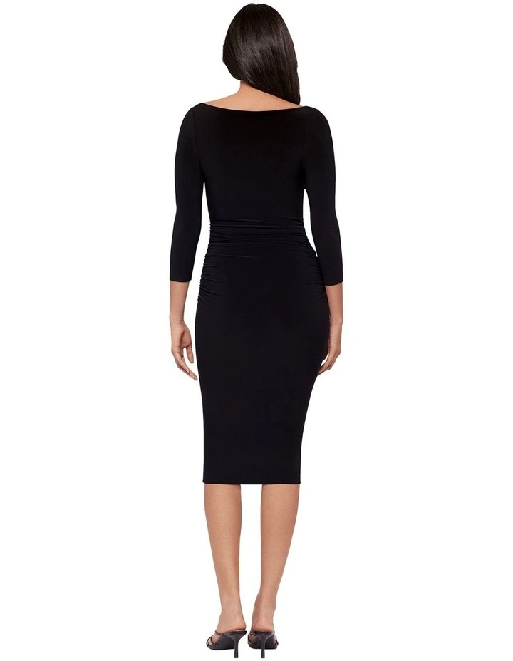 Rory 3/4 Sleeve Boat Neckline Bodycon Shaping Dress image 2