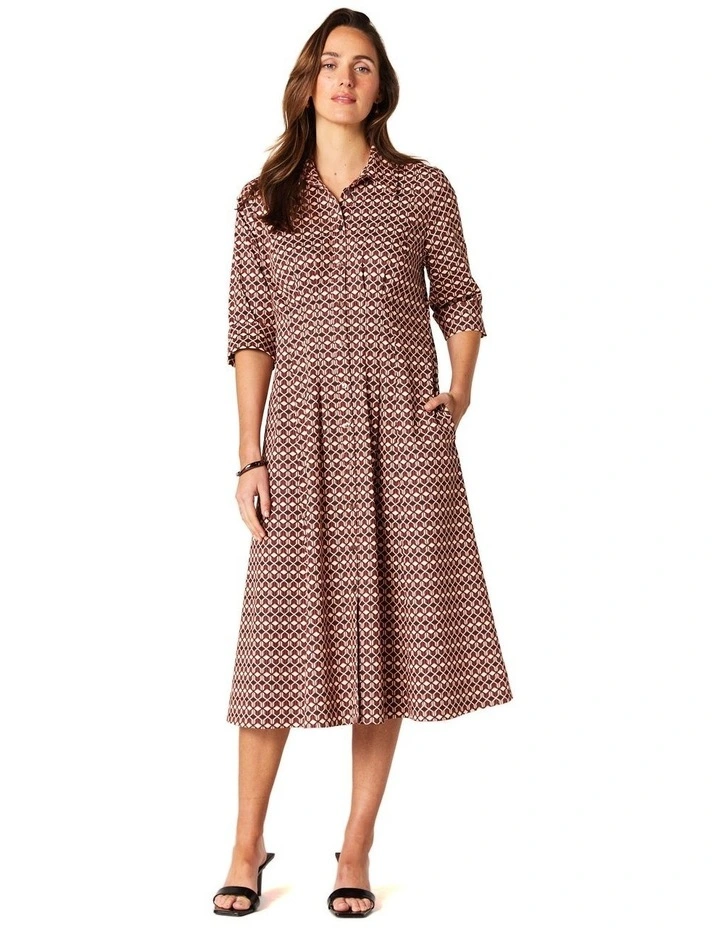 Sian Mid-Length Dress in Brown image 1