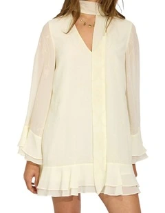 Dream About Me Tie Neck Dress in Lemon