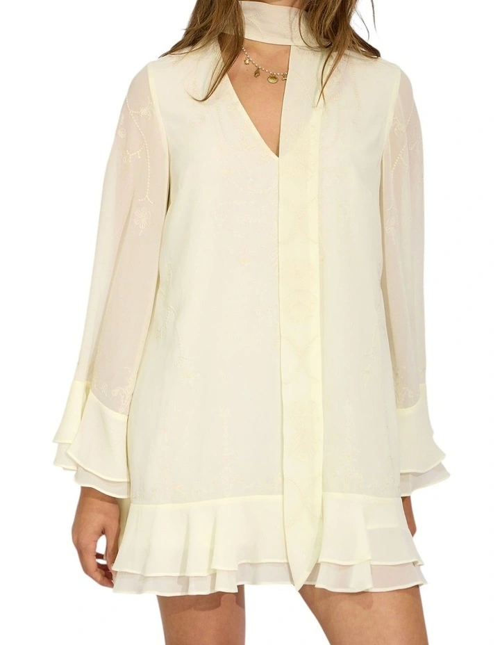Dream About Me Tie Neck Dress in Lemon image 1