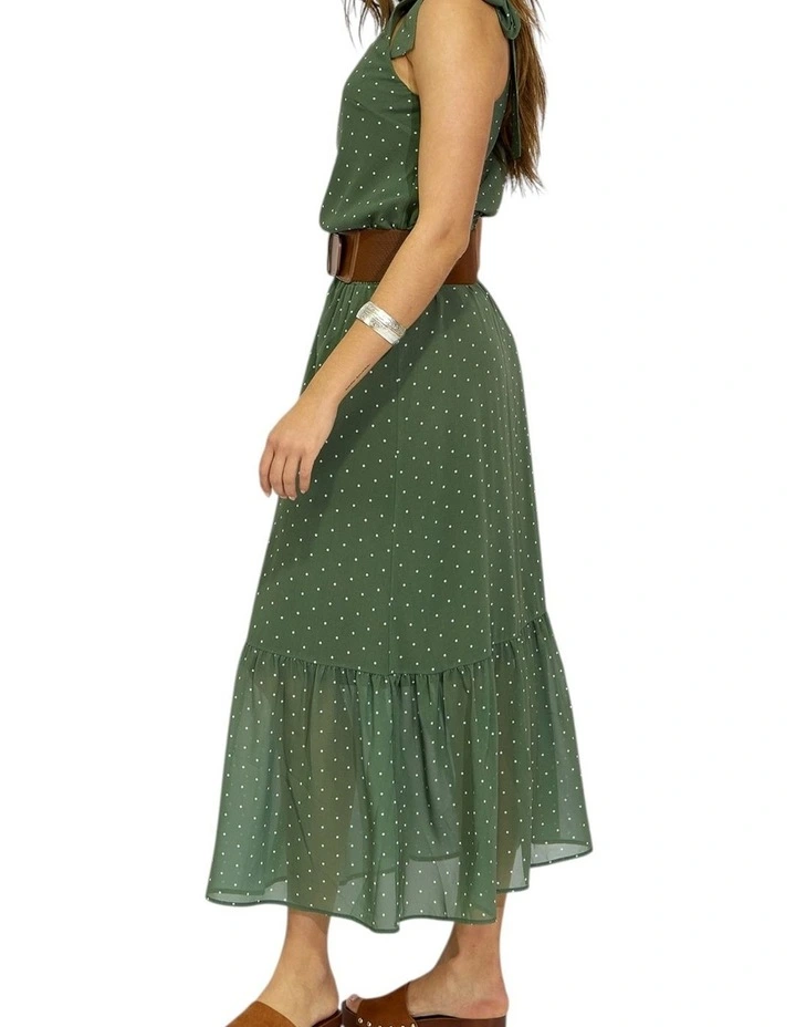 Bare It All Bias Tie Neck Top in Olive/Ivory image 3