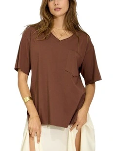 Brave Soul Oversized T-Shirt in Chocolate