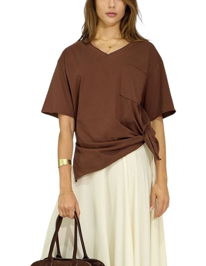Brave Soul Oversized T-Shirt in Chocolate image 4