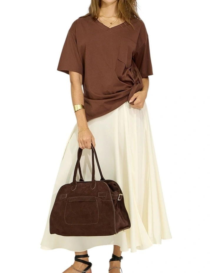 Brave Soul Oversized T-Shirt in Chocolate image 6