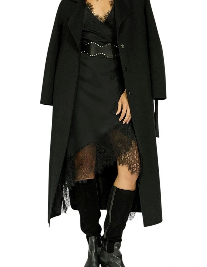 Soft Temptation Lace Trim Wrap Dress in Black image 5