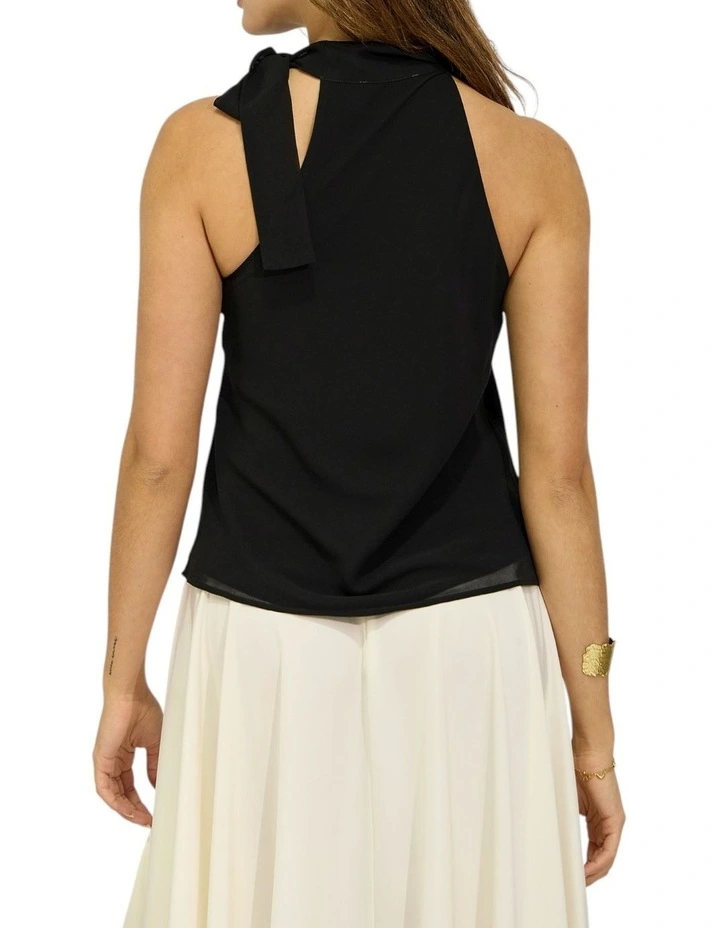 Bare It All Bias Tie Neck Top in Black image 2