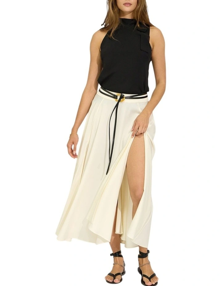 Bare It All Bias Tie Neck Top in Black image 4