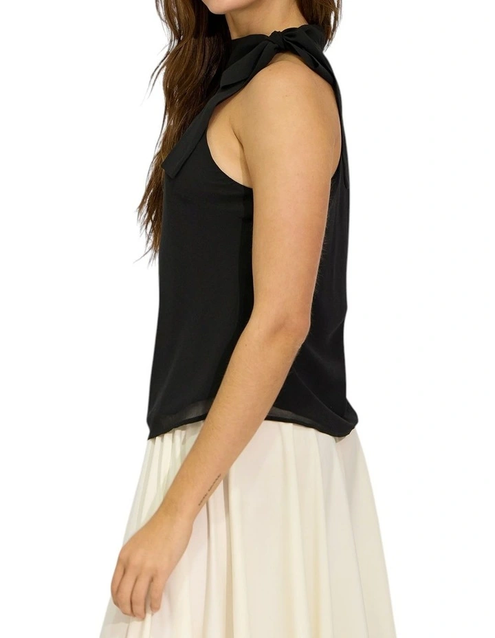 Bare It All Bias Tie Neck Top in Black image 6