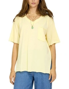 Brave Soul Oversized T-Shirt in Lemon