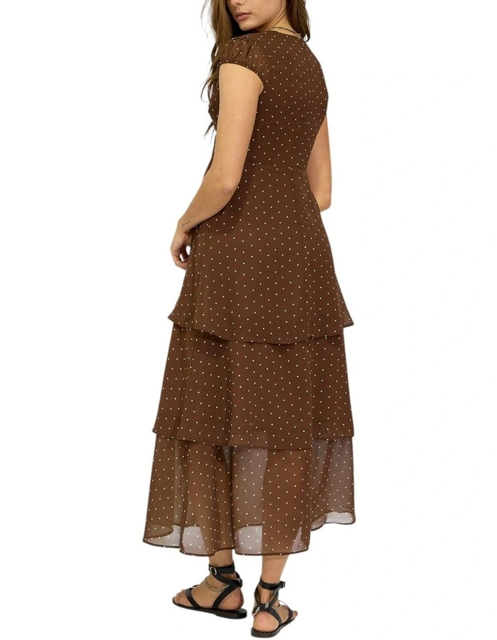 Falling For You Tiered Maxi Dress in Choc/Black image 2