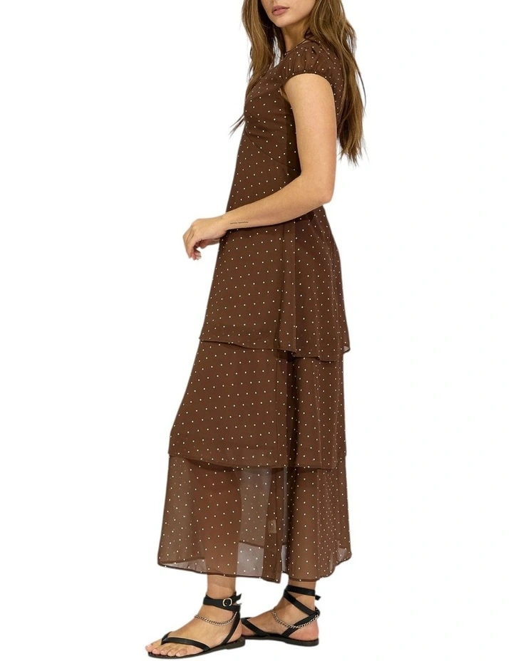 Falling For You Tiered Maxi Dress in Choc/Black image 3