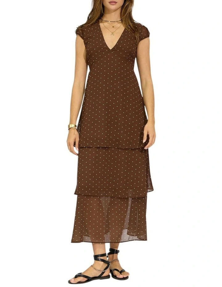 Falling For You Tiered Maxi Dress in Choc/Black image 5
