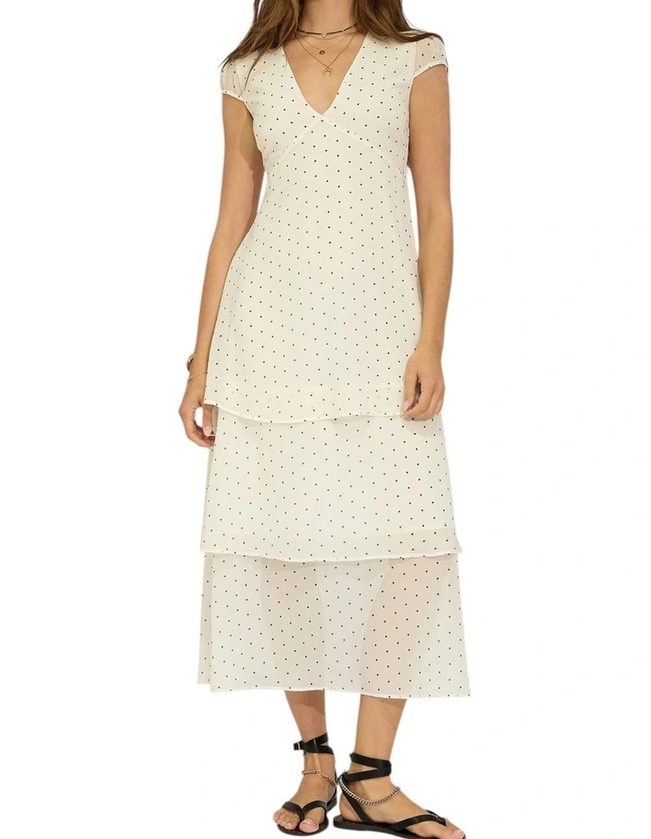 Falling For You Tiered Maxi Dress in Cream/Black image 1
