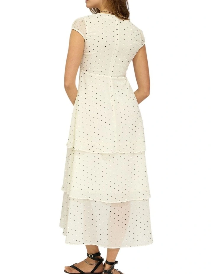 Falling For You Tiered Maxi Dress in Cream/Black image 2