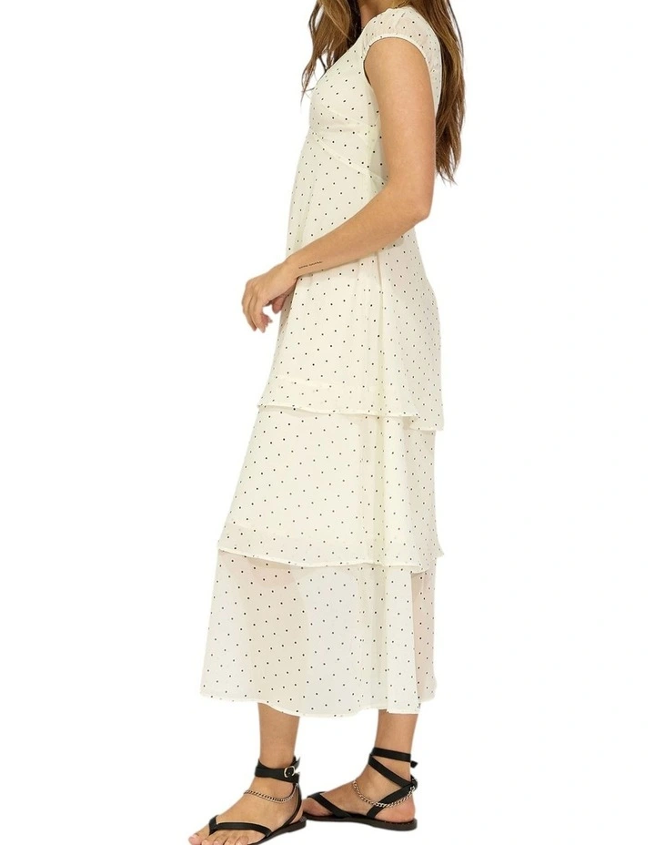 Falling For You Tiered Maxi Dress in Cream/Black image 3