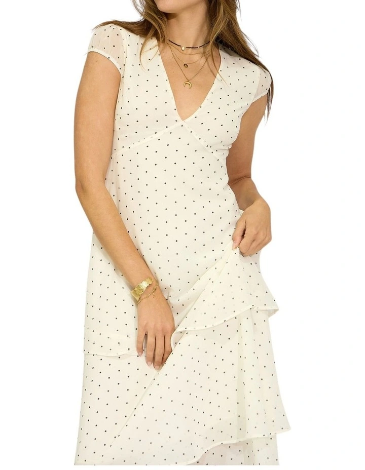 Falling For You Tiered Maxi Dress in Cream/Black image 4
