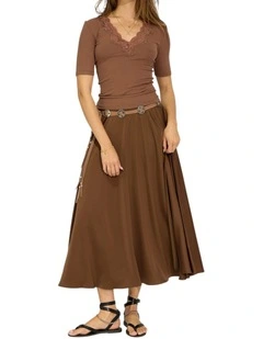 Move with Me Maxi Skirt in Chocolate