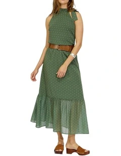 Let It Flow Tiered Maxi Skirt in Olive/Ivory