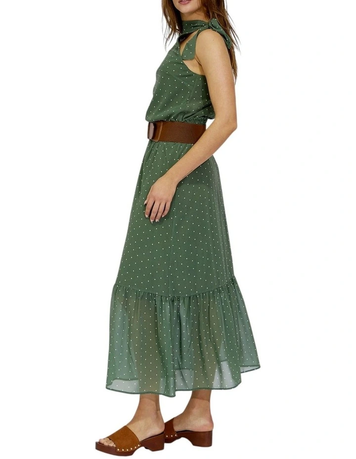 Let It Flow Tiered Maxi Skirt in Olive/Ivory image 3
