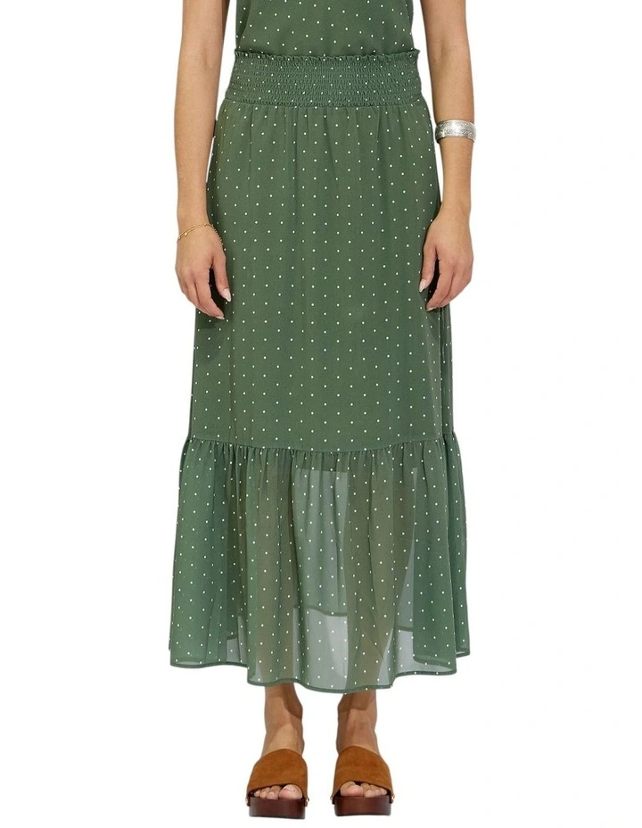 Let It Flow Tiered Maxi Skirt in Olive/Ivory image 4