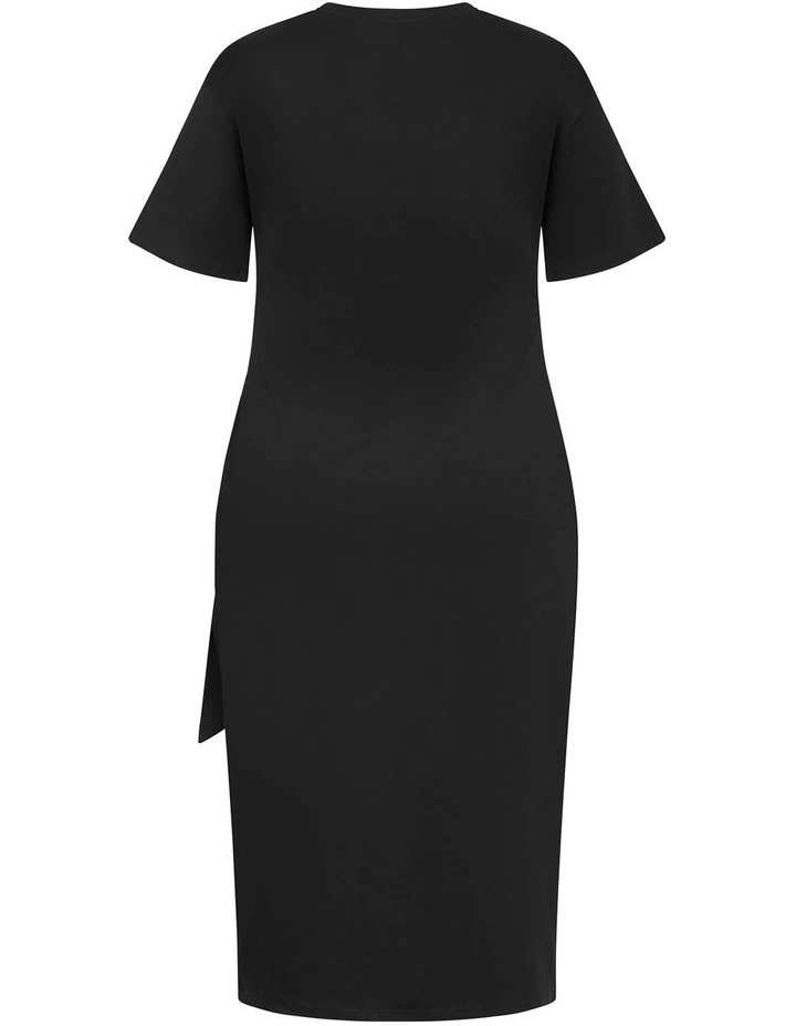 Plus Size Gina Waist Detail Midi Dress in Black image 4