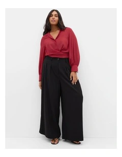 Plus Size Jane Tie Hem Shirt in Ruby