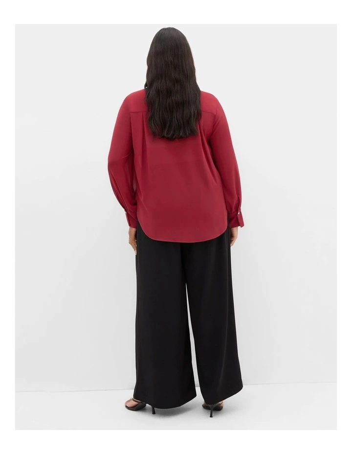 Plus Size Jane Tie Hem Shirt in Ruby image 2