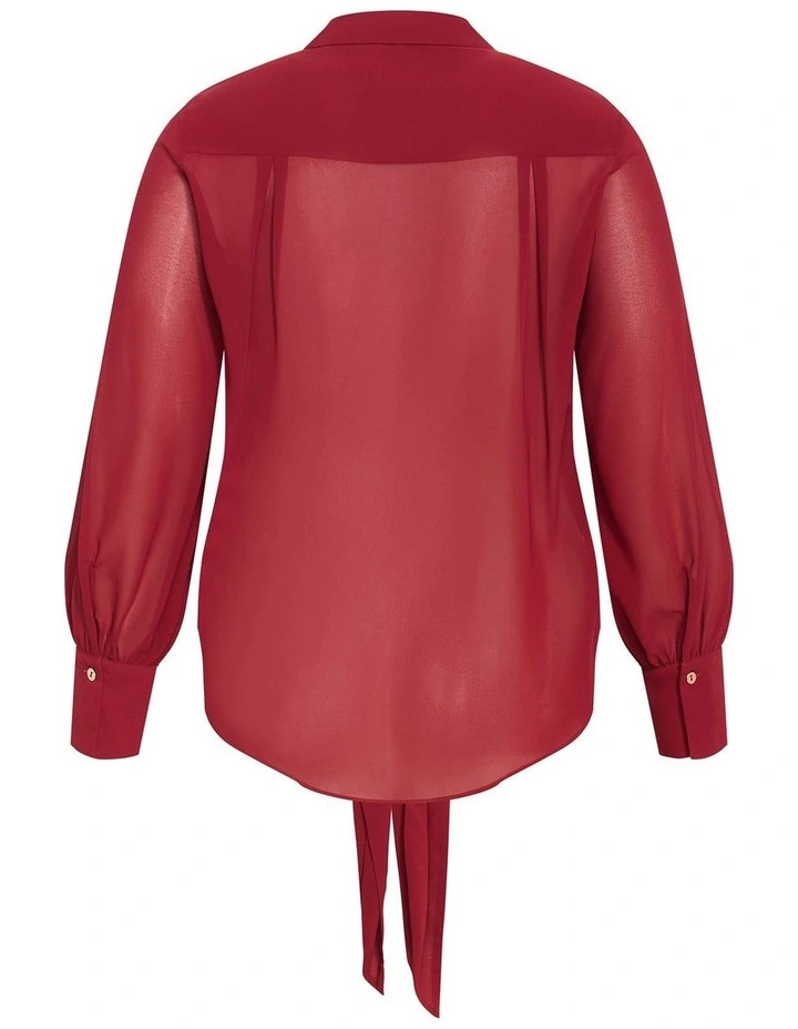 Plus Size Jane Tie Hem Shirt in Ruby image 4