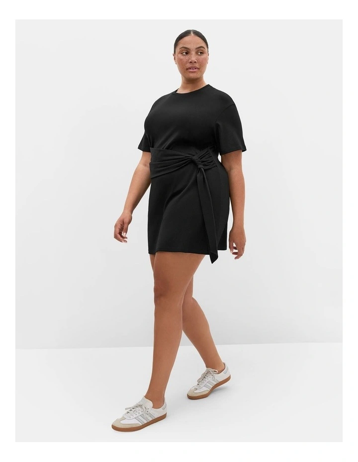 Plus Size ina Waist Detail M ini Dress in Black image 1