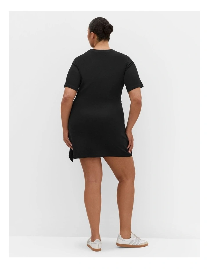 Plus Size ina Waist Detail M ini Dress in Black image 2