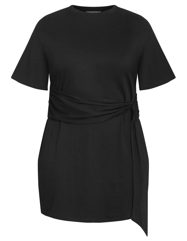 Plus Size ina Waist Detail M ini Dress in Black image 3