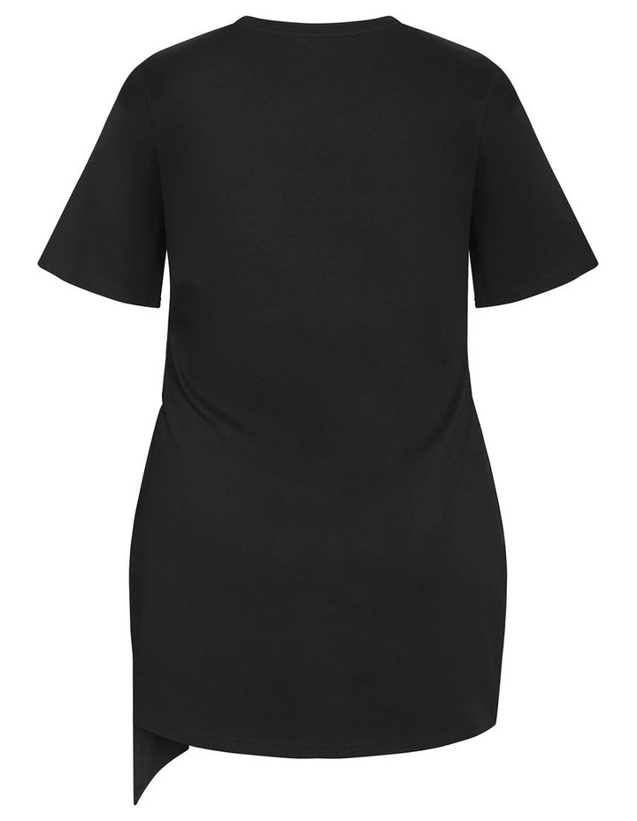 Plus Size ina Waist Detail M ini Dress in Black image 4