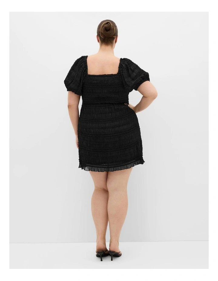 Plus Size Emelia Shirred Mini Dress in Black image 2