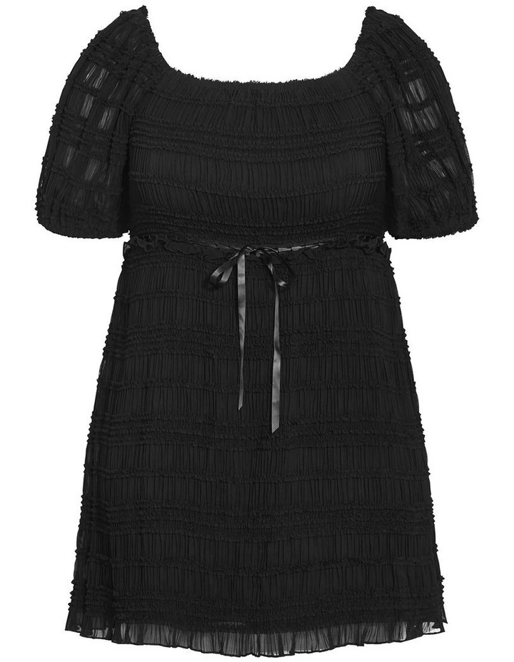 Plus Size Emelia Shirred Mini Dress in Black image 3