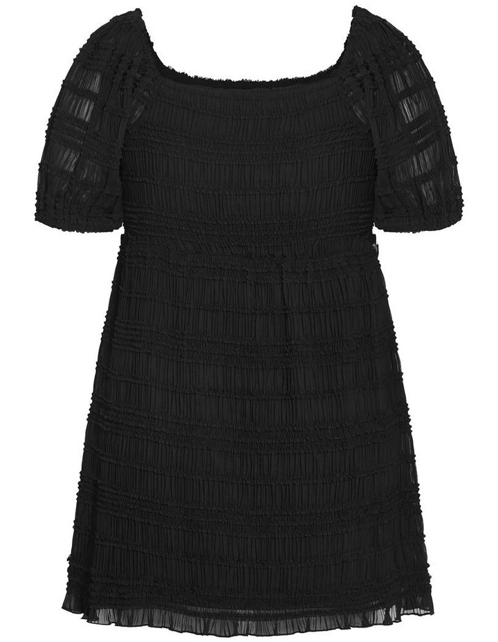 Plus Size Emelia Shirred Mini Dress in Black image 4