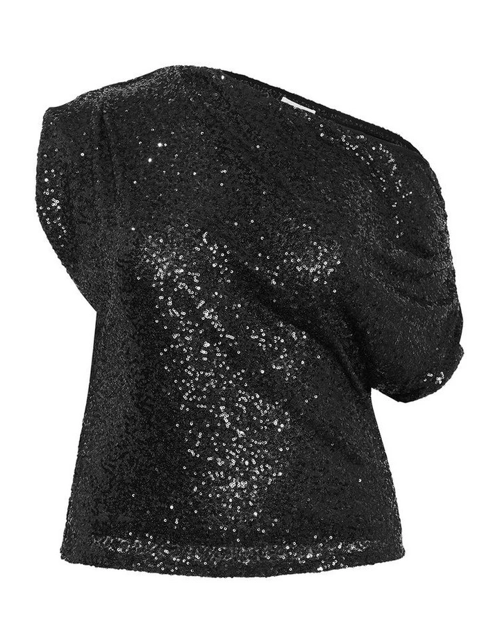 Plus Size Adorn Sequ in Top in Black image 3
