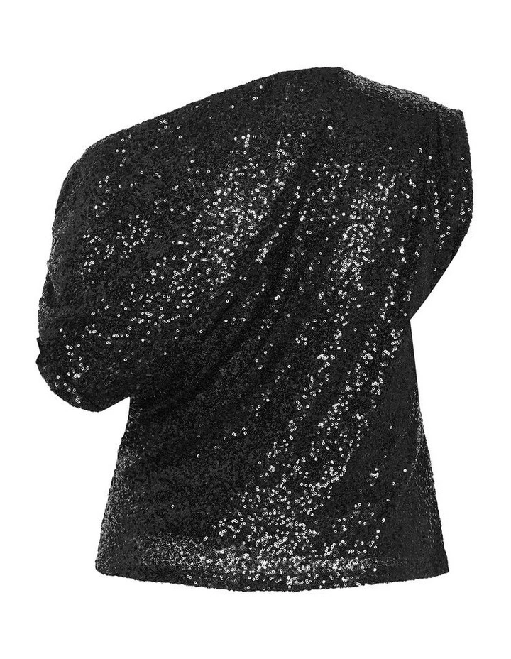 Plus Size Adorn Sequ in Top in Black image 4